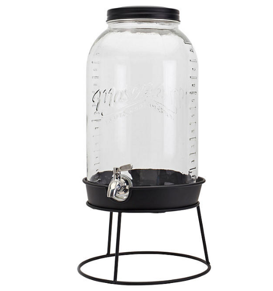 Mason Craft & More 2.9 Gallon Glass Drink Dispenser with Metal Rack