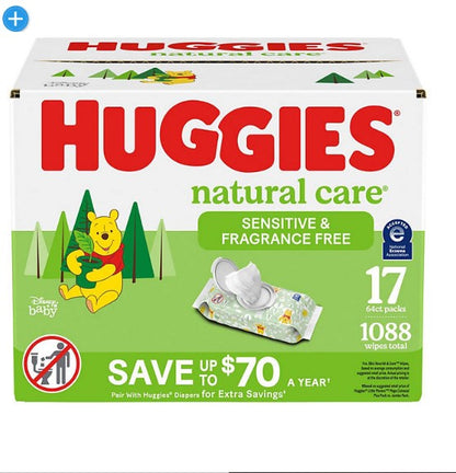 Huggies Natural Care Sensitive Baby Wipes, Fragrance Free (1088 ct.)