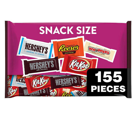 Hershey Assorted Chocolate and White Creme Flavors Snack Size, Individually Wrapped, Factory Favorites Candy Bulk Variety Bag (68.7 oz., 155 pcs.)