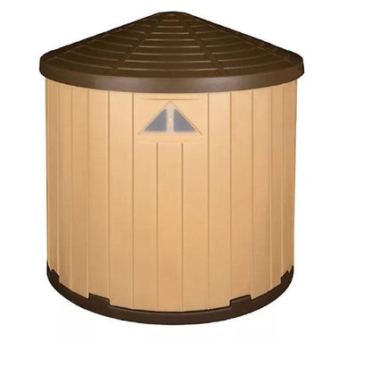 ASL Solutions Insulated Colossal Round Barn Dog House CRB Palace, Tan/Brown