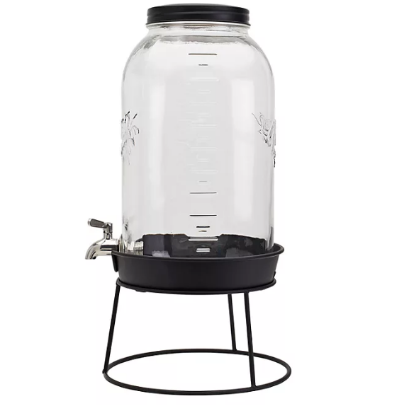 Mason Craft & More 2.9 Gallon Glass Drink Dispenser with Metal Rack