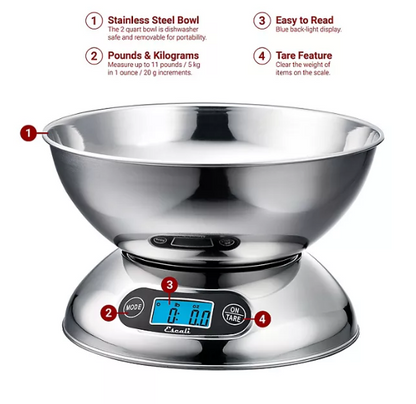 Escali R115 Rondo Stainless Steel Digital Scale