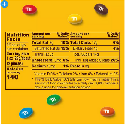 M&M'S Peanut Milk Chocolate Candy Bulk Jar (62 oz.)