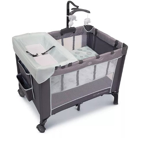 Delta Children LX Deluxe Portable Baby Play Yard With Removable Bassinet and Changing Table, Eclipse