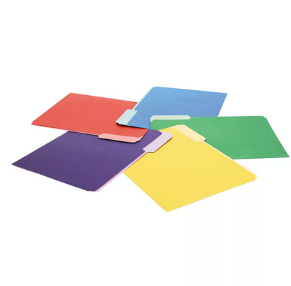 Universal File Folders, 1/3 Cut One-Ply Top Tab, Letter, 100/Box (Various Colors)