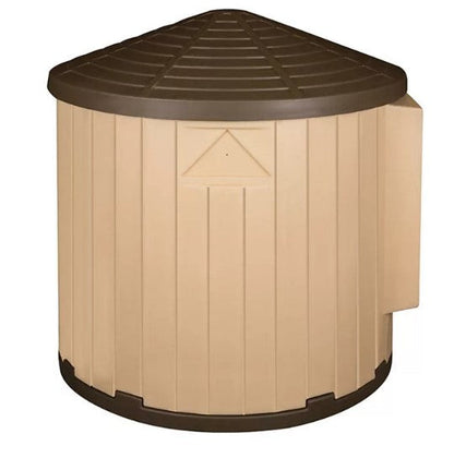 ASL Solutions Insulated Colossal Round Barn Dog House CRB Palace, Tan/Brown