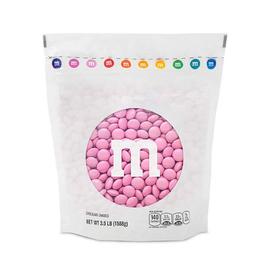 M&M’S Milk Chocolate Pink Candy, Bulk Candy in Resealable Pack (3.5 lbs.)