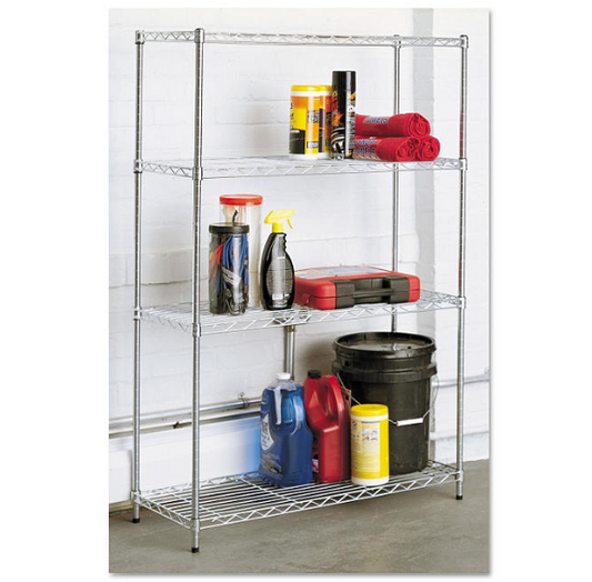 Alera Residential 4-Shelf Wire Shelving - Silver (36W x 14D x 54H)