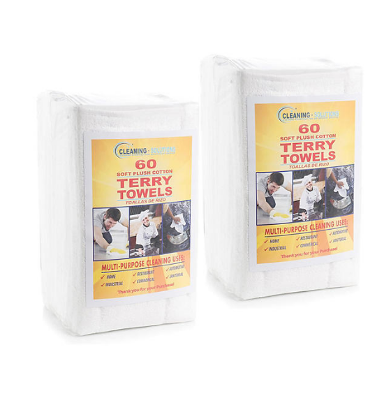 Hometex Auto Detailing Terry Cloths (120pk.), White, 14" x 17'