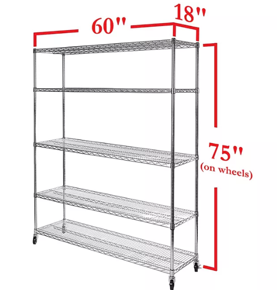 Seville Classics UltraDurable 5-Tier NSF Steel Shelving 60" x 18" x 75" H