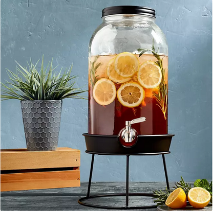 Mason Craft & More 2.9 Gallon Glass Drink Dispenser with Metal Rack