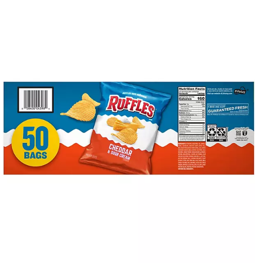 Ruffles Cheddar & Sour Cream Potato Chips (1 oz., 50 ct.)