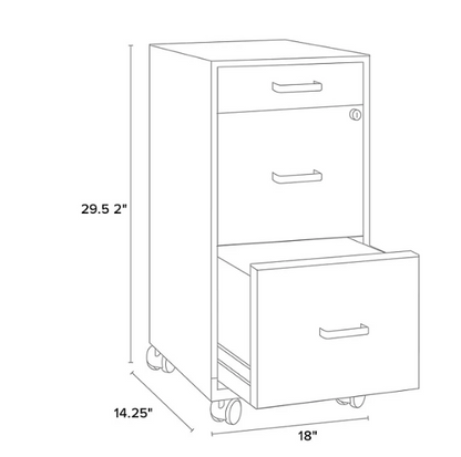 Hirsh 18" Deep 3 Drawer Mobile Letter Width Vertical File Cabinet