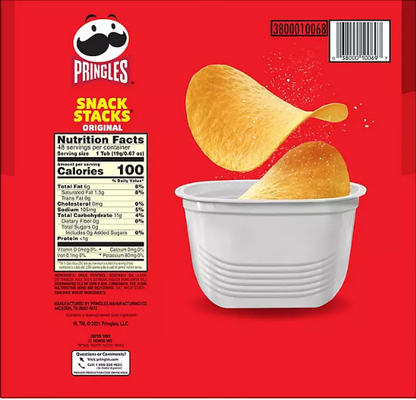 Pringles Snack Stacks Potato Crisps Chips, Original Flavor (0.67 oz., 48 ct.)