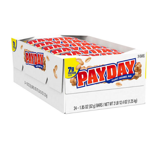 PAYDAY Peanut Caramel Movie Snack, Bulk, Individually Wrapped Candy Bars (1.85 oz., 24 ct.)