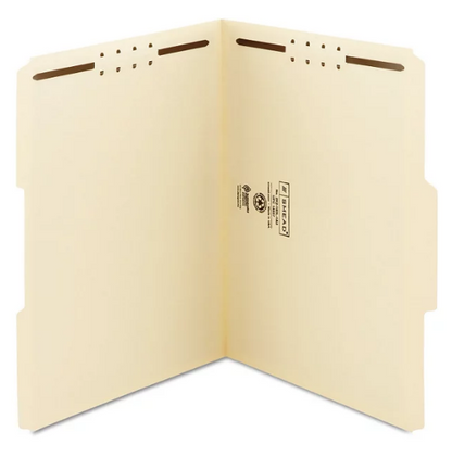 Smead 1/3 Cut Assorted Position Tabs Two Fastener File Folder, Manila (Letter, 50ct.)