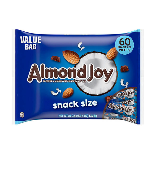 Almond Joy Coconut & Almond Chocolate Candy Snack Size Bar Value Pack (36 oz., 60 ct.)