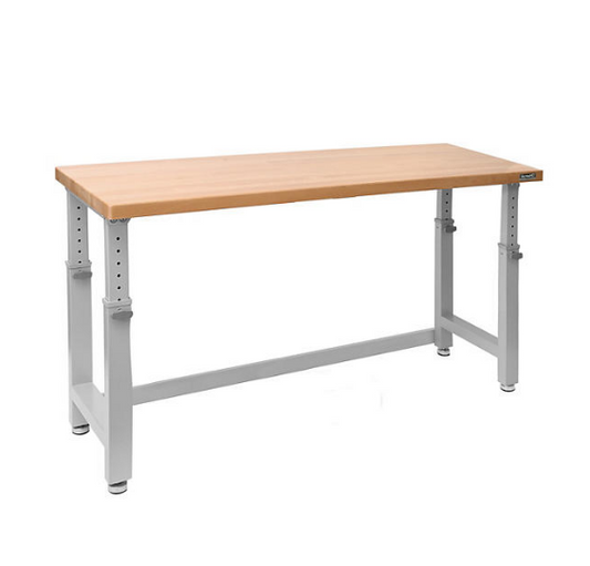 UltraHD® Height Adjustable Heavy Duty Workbench With Solid Wood Top, 72" x 25"