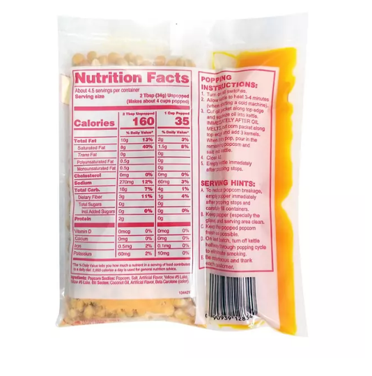 Gold Medal Funpop Popcorn kits, for use with 4 oz. Poppers (36 kits per case, net wt. 5.5 oz.)