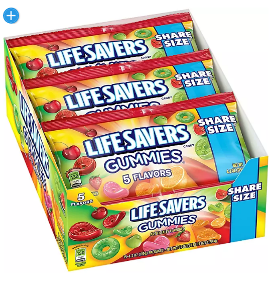 Life Savers Original 5 Flavors Gummy Candy Bulk Pack (4.2 oz., 15 ct.)