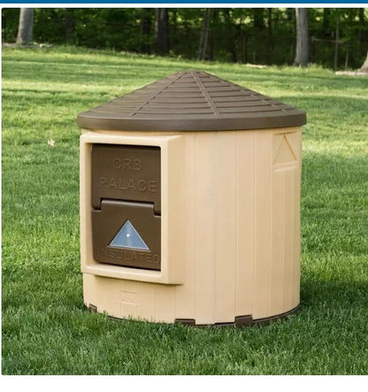 ASL Solutions Insulated Colossal Round Barn Dog House CRB Palace, Tan/Brown