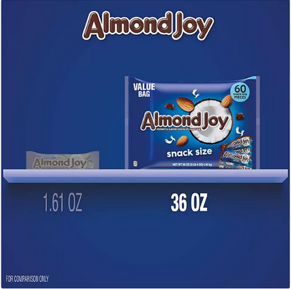 Almond Joy Coconut & Almond Chocolate Candy Snack Size Bar Value Pack (36 oz., 60 ct.)