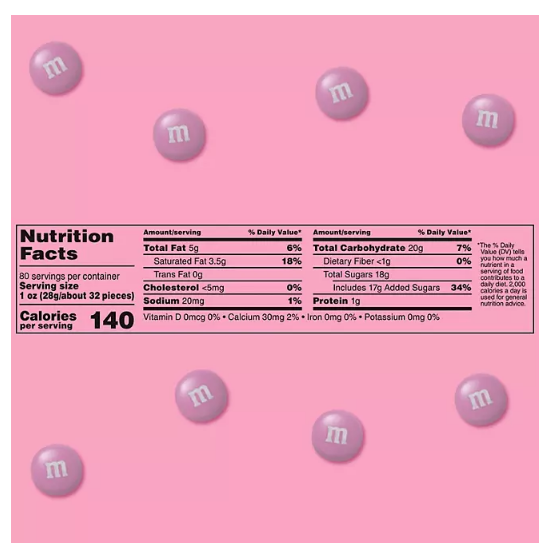 M&M’S Milk Chocolate Pink Candy, Bulk Candy in Resealable Pack (3.5 lbs.)