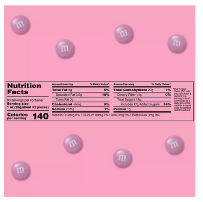 M&M’S Milk Chocolate Pink Candy, Bulk Candy in Resealable Pack (3.5 lbs.)