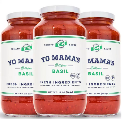 Yo Mama's Foods Low-Sodium Pasta Sauce, Tomato Basil (25 oz., 3 pk.)