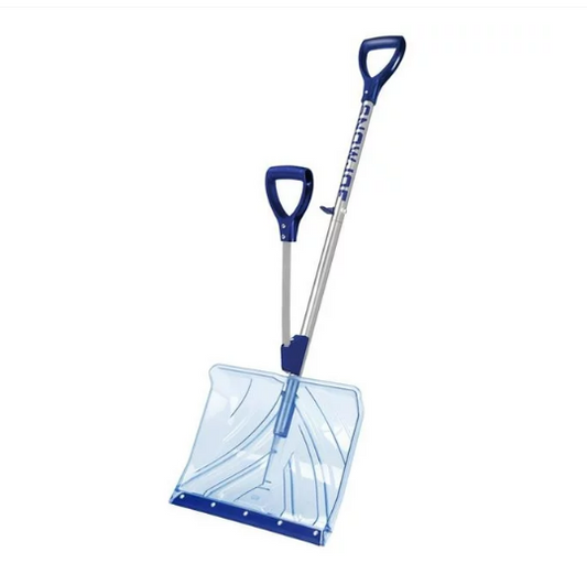 Snow Joe Shovelution SJ-SHLV02 18-IN Strain-Reducing Indestructible Shatter Resistant Polycarbonate Snow Shovel w/ Spring Assisted Handle