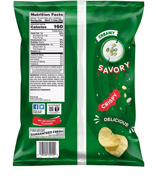 Lay's Potato Chips, Sour Cream and Onion Flavored (15.63 oz.)(2 PK)