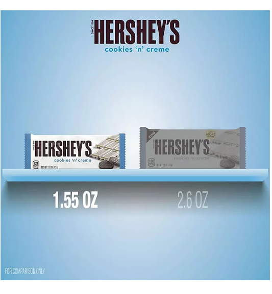 HERSHEY'S COOKIES 'N' CREME Candy, Bulk, Individually Wrapped, Bars (1.55 oz., 36 ct.)