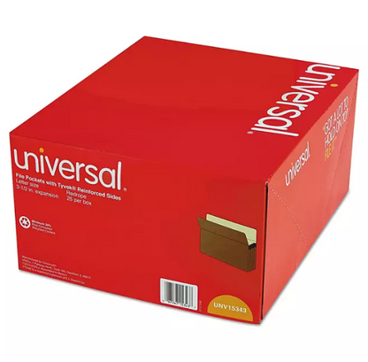 Universal 3 1/2" Expansion File Pockets, Straight Tab, Redrope/Manila, 25/Box (Various Types)