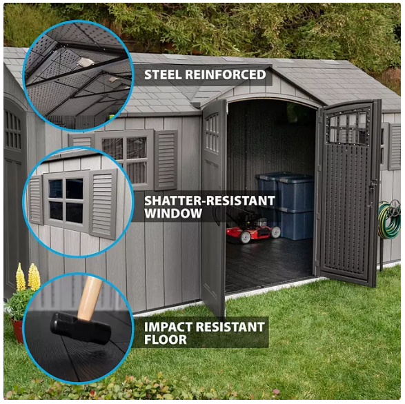 Lifetime 15' x 8' Rough Cut Outdoor Storage Shed (Dual Entry)