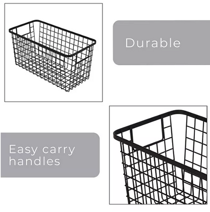 Smart Design 4 Pack Nestable Basket Organizer with Handles 9" x 12" x 6"