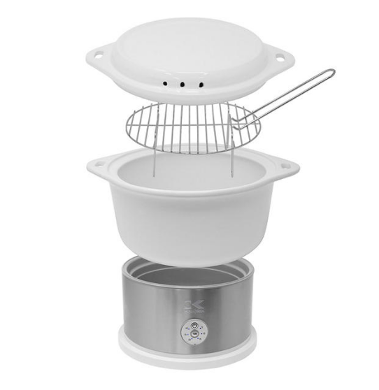 Kalorik 4.8 Quart Ceramic Steamer with Steaming Rack, White