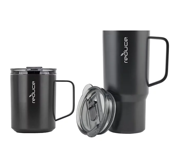 Reduce Vacuum Insulated Stainless Steel Hot1 Coffee Mug Set With Steam Release Lid, 14 oz. and 24 oz.