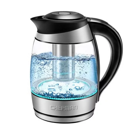 Chefman 1.8 Liter Electric Glass Kettle With Tea Infuser