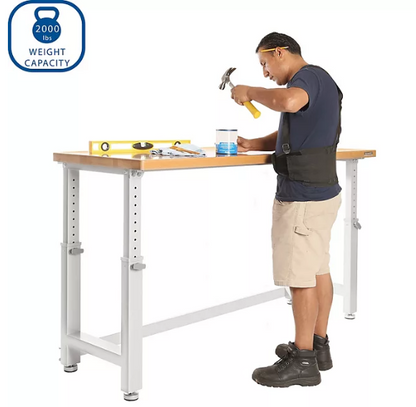 UltraHD® Height Adjustable Heavy Duty Workbench With Solid Wood Top, 72" x 25"