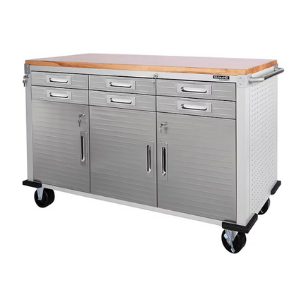 Seville Classics® UltraHD® 6-Drawer Rolling Workbench, 65.25" W x 20" D x 37.5" H