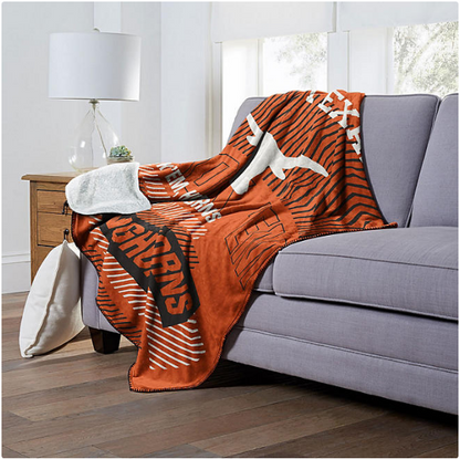 Officially Licensed NCAA Cloud Throw Blanket With Sherpa Back, 60" x 70"-Texas