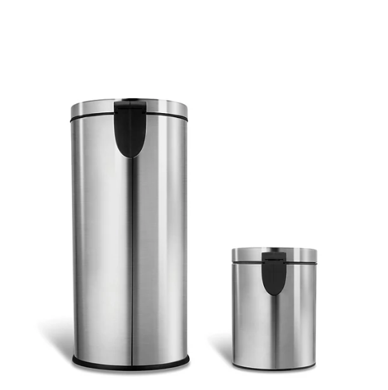 Nine Stars Combo 7.9 and 1.3 Gallon Step On Trash Can, Stainless Steel