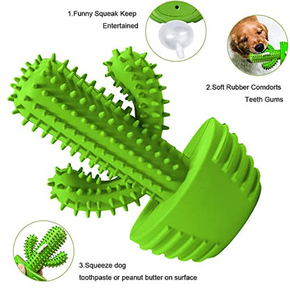 Dog Chew Toys Dog Toothbrush Stick Teeth Cleaning Brush Dental for Small Medium Large Dog, Rubber Dog Squeaky Toys for Aggressive Chewers Cactus Tough Toys Interactive for Training Cleaning Teeth