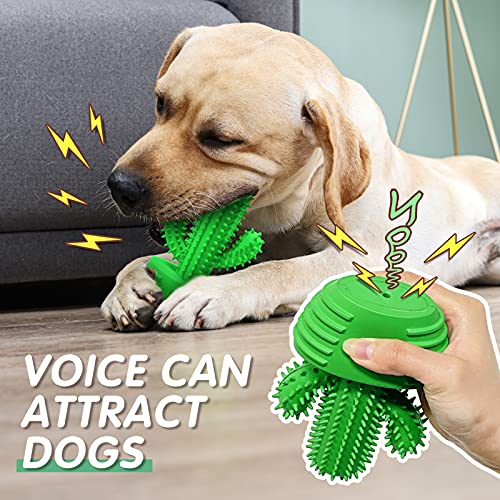 Dog Chew Toys Dog Toothbrush Stick Teeth Cleaning Brush Dental for Small Medium Large Dog, Rubber Dog Squeaky Toys for Aggressive Chewers Cactus Tough Toys Interactive for Training Cleaning Teeth