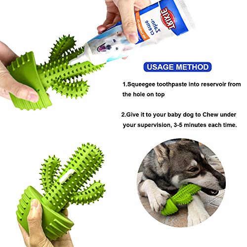 Dog Chew Toys Dog Toothbrush Stick Teeth Cleaning Brush Dental for Small Medium Large Dog, Rubber Dog Squeaky Toys for Aggressive Chewers Cactus Tough Toys Interactive for Training Cleaning Teeth