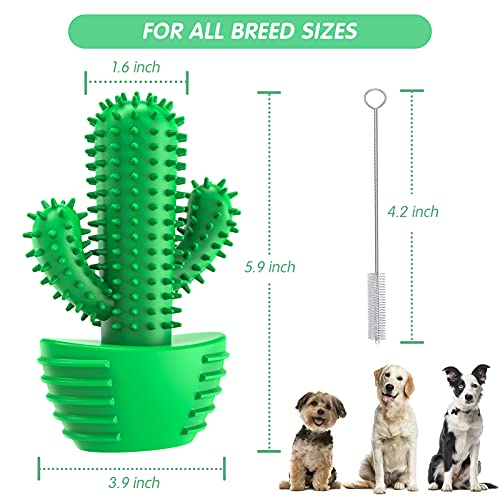 Dog Chew Toys Dog Toothbrush Stick Teeth Cleaning Brush Dental for Small Medium Large Dog, Rubber Dog Squeaky Toys for Aggressive Chewers Cactus Tough Toys Interactive for Training Cleaning Teeth