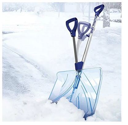 Snow Joe Shovelution SJ-SHLV02 18-IN Strain-Reducing Indestructible Shatter Resistant Polycarbonate Snow Shovel w/ Spring Assisted Handle