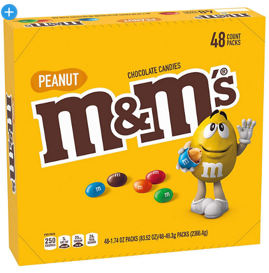 M&M'S Peanut Milk Chocolates Full Size Chocolate Candy Bulk Candy (1.74 oz., 48 ct.)