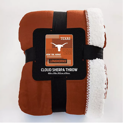 Officially Licensed NCAA Cloud Throw Blanket With Sherpa Back, 60" x 70"-Texas