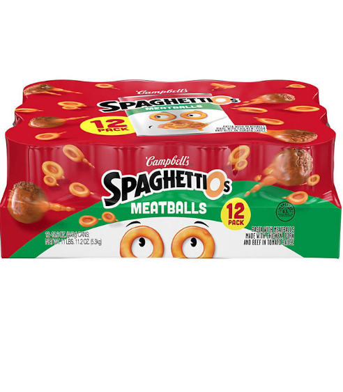 Campbell's SpaghettiOs Canned Pasta with Meatballs (15.6 oz., 12 pk.)